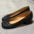 Spring Summer Microfiber Leather Split Toe Women Pumps Fashion Pleated Designer Low Heeled Tabi Soft Soles Loafers Casual Shoes