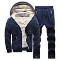 Lamb fleece suit men's hooded jacket thick winter sports cardigan two - piece set hoodie sweatpants m - View 5 | SAMAG