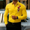 Men's Long-Sleeved Shirt, Featuring a Vintage Red Rose | SAMAG