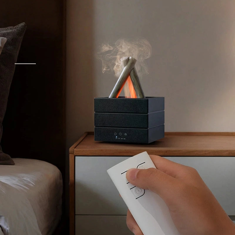 280ml Flame Aroma Diffuser USB Air Humidifier Colorful Atmosphere Light and Remote Control Bonfire Essential Oil Aroma Diffuser