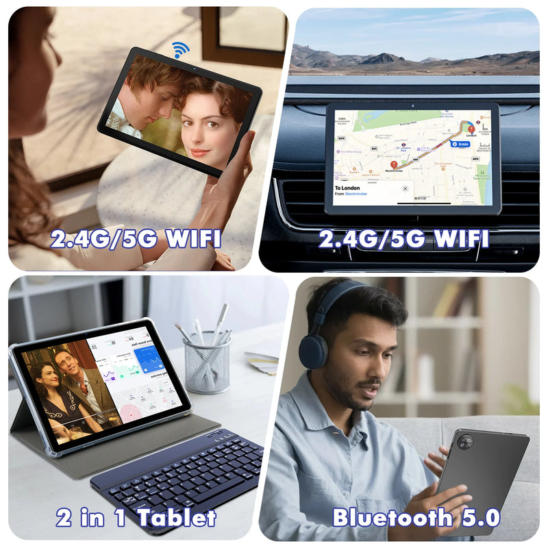 Aobante Tablet 10.1Inch Android 15 Octa-Core 24GB(8GB+16GB)RAM 128GB ROM 1280x800 IPS Tablets PC WiFi 5 Widevine L1 Keyboard Set