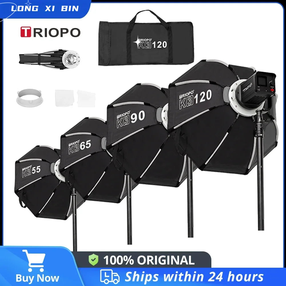 TRIOPO K3 Series 65cm 90cm 55cm 120cm Quick-Setup Octagon Softbox Bowens Mount for Godox Aputure Sokani Studio LED Video Light