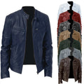 Business Style PU Leather Jacket Stand Collar Slim Fit Zipper Coat Multiple Colors Autumn New Arrival Fashion Urban Outerwear