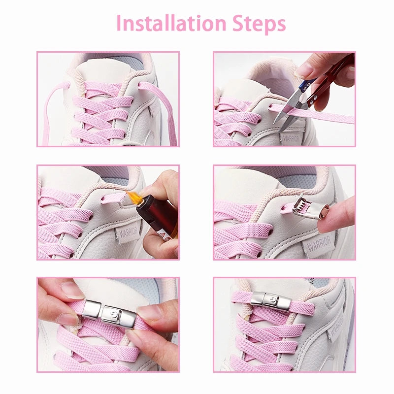 No Tie Shoe Laces Elastic Laces Sneakers Tennis Lock Shoelaces Without Ties Unisex Kids Adult Flat Shoelace Shoe Accessories