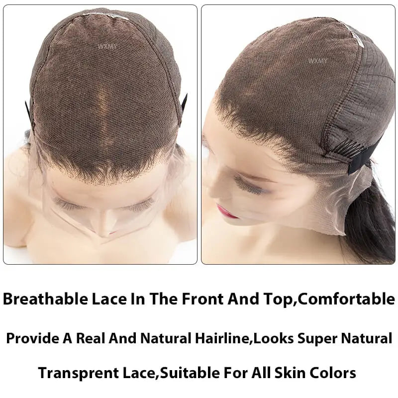 Wig Lace Straight Women Wig With Natural Hairline Breathable Human Hair Wigs For Women Natural Color 10"-26" Remy Hair Wig