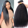 28 30Inch Brazilian Kinky Straight Human Hair Bundles 15A Virgin Human Hair Extension 3/4Pcs Hair Wefts Yaki Straight Human Hair