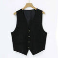 1Men'S Leather Vest V Neck Single-Breasted Western Sleeveless Men Waistcoat Motorcycle Biker Leather Jacket Club Chopper Vest