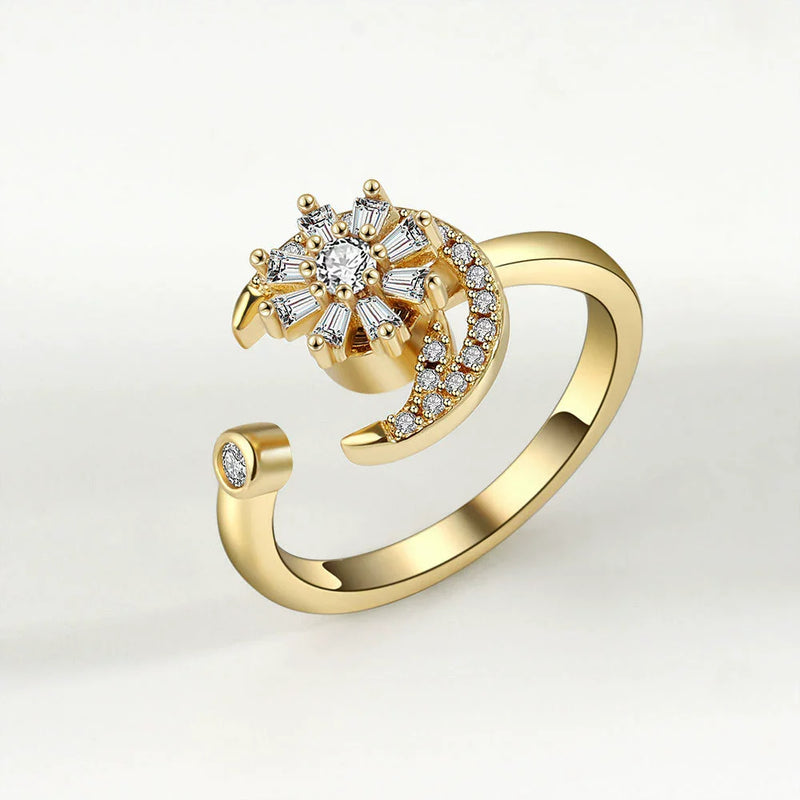 VENTFILLE 925 Sterling Silver Sunflower Diamond Zircon Rotatable Ring For Women Gift Relieve Stress Ring Jewelry Wholesale