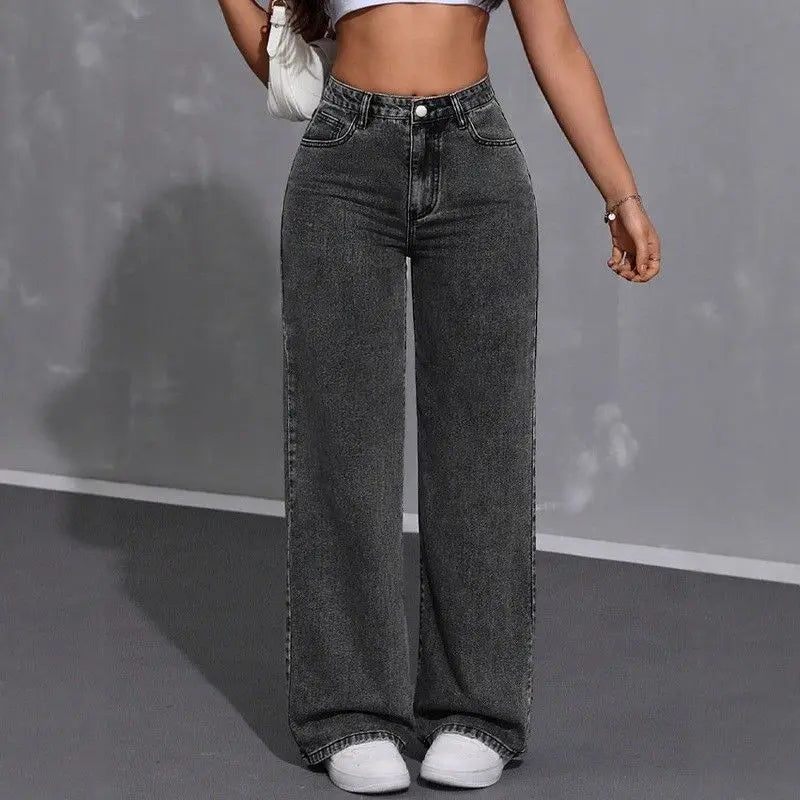 Jeans for Woman Y2k Jeans Loose Wide Leg Drag Ash Gray High Waist Vintage Streetwear Fashion Casual Trend 2025 Comfort Fit