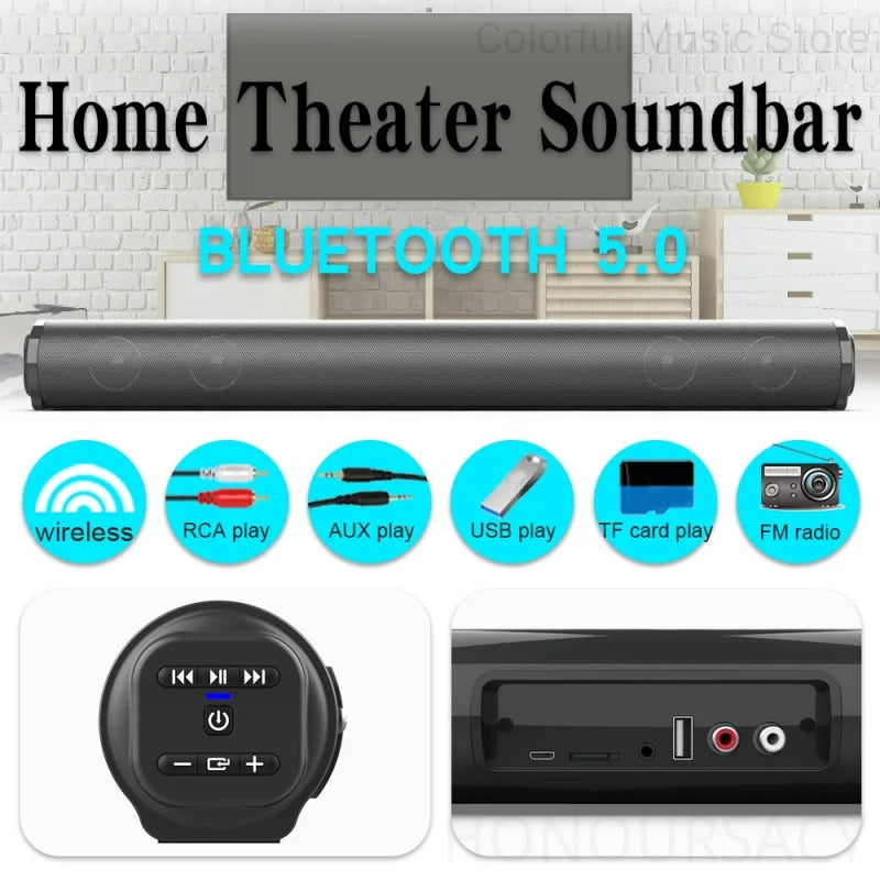 NEW Soundbar Blaster Bluetooth Speaker Desktop Home TV Outdoor Super Power Sound TV Projector Subwoofer Portable Sound Bar BS-10
