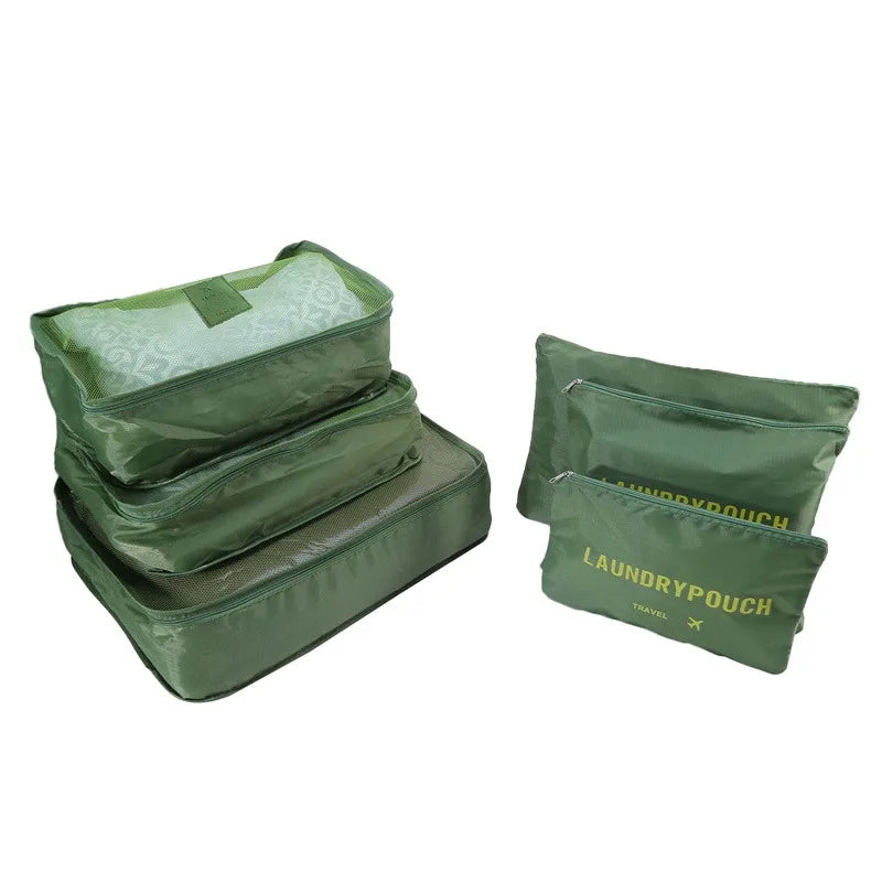1/6pcsTravel Storage Bag Set for Clothes Tidy Organizer Wardrobe Suitcase Pouch Travel Organizer Bag Case Shoes Packing Cube Bag
