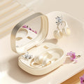 Bluetooth 6.0 Open-Ear Headphones with Makeup Mirror, Detachable Diamond Audífonos, 20Hz Bass Earphones for Women & Girls