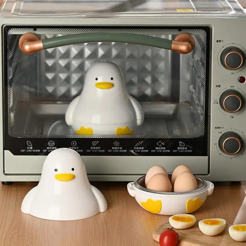 Microwave Egg Steamer 4-Capacity Breakfast Cooker Perfectly Cooked Egg Duck Shaped Microwave Cooking Accessories for Kitchen