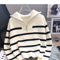 Sweater pullover women Spring and Autumn underwear 2023 New zipper stripe underlay short style popular premium sweater female