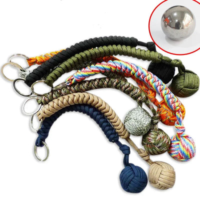 Black Monkey Fist Steel Ball Key Chain for Girls | SAMAG