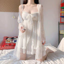 Elegant Sweet Simple Solid White Women Robe Gown Sets | SAMAG