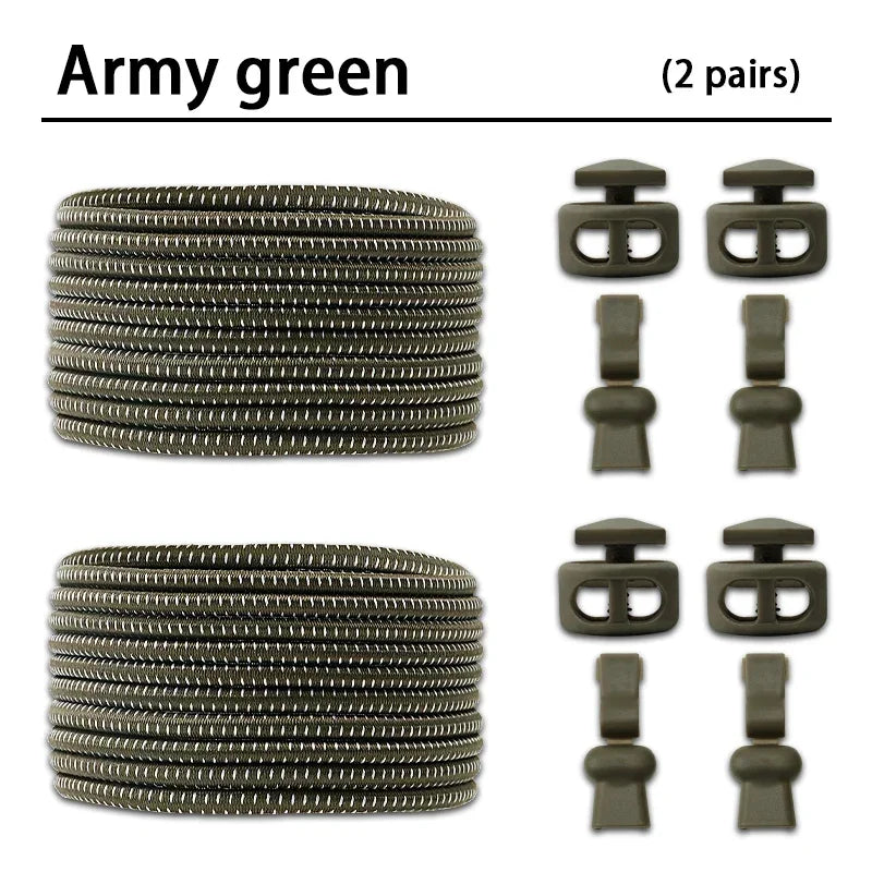 2 Pair No Tie Shoe Laces Kids Adult Quick Laces Round Elastic Shoelaces Without Ties Lock Shoelace Sneakers Shoes Accessories