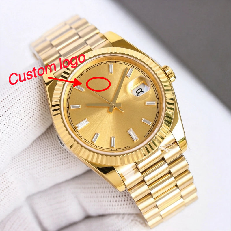 New Men Customized 904L Steel Automatic Mechanical Watch 40mm Luxury Clock Fashion 10bar Waterproof Date Watch For Man Adjustabl