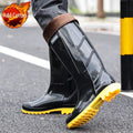 Men's Waterproof Rain Boots Knee High Anti-Slip Warm Fleece Lined Rubber Water Shoes Durable Fishing Garden Boots