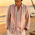 Men's long sleeved shirt mixed color vertical stripe | SAMAG