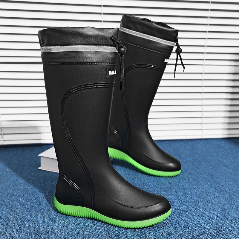 Winter Thickened Anti-slip Men's Rain Boots High Waterproof Reflective Work Fishing Shoes Warm Water Shoes Rubber Shoes for Men