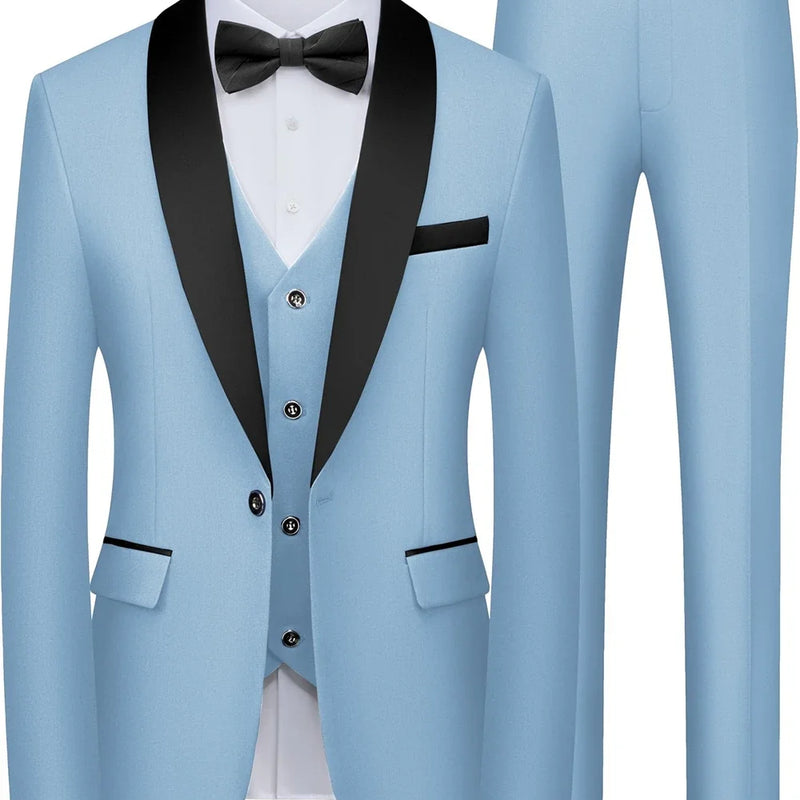 ULBYANRY Mens 3-Piece Suit Set (Jacket Vest Pants) Formal Business Tuxedo XXS-7XL Tailored Party Prom Wedding Suits