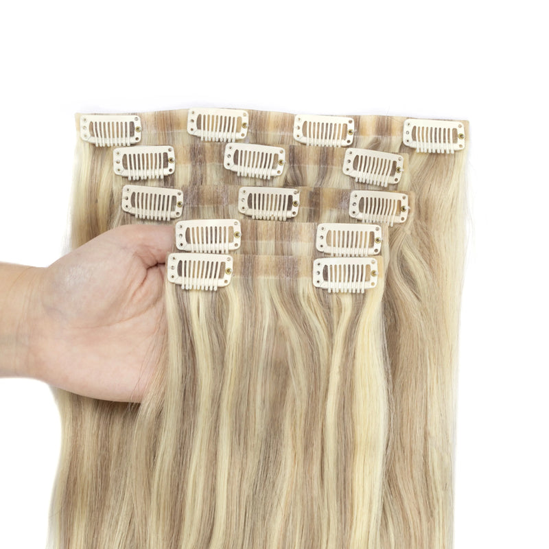 Clip in Hair Extensions 100% Real Human Hair, 12-24Inch 100-120g Clip in Extensions for Women, Invisible Straight Hair