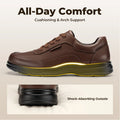 Fitville Men'S Business Leather Shoes Wide Design Casual Oxford Shoes  Non-Slip Water-Repellent For Swollen Feet With Adjustable