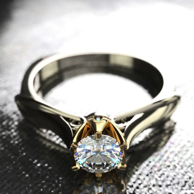 Pure 18K Gold Moissanite Ring for Women with Gemstones Couples Wedding Engagement Jewelry Valentine's Day - Visuel 5 | SAMAG