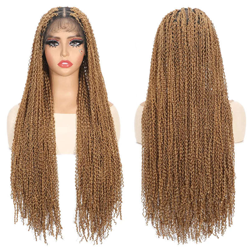 Full Lace Wigs for Black Women Long Curly Braid Wig Synthetic Hair Color 27# 613# Synthetic Wig Women Daily Use with Baby Hair