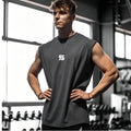 Summer men's casual wide-shoulder sleeveless vest, large-sized round-neck bird-eye fabric vest, outdoor breathable casual vest