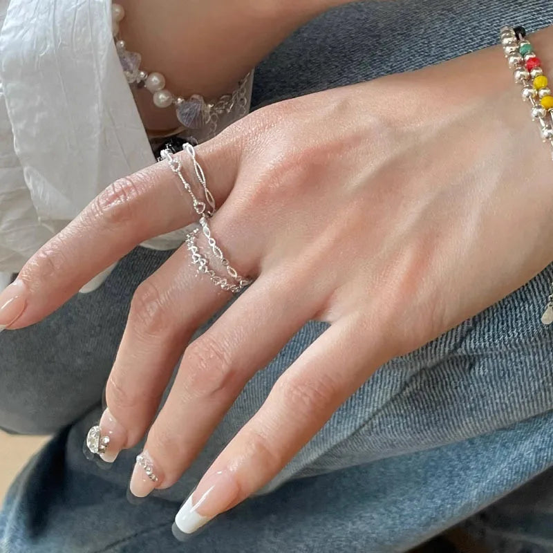 925 Sterling Silve Love Heart Hollowed Out Ring For Women Girl Extremely Fine Korea Ins Jewelry Gift Dropshipping