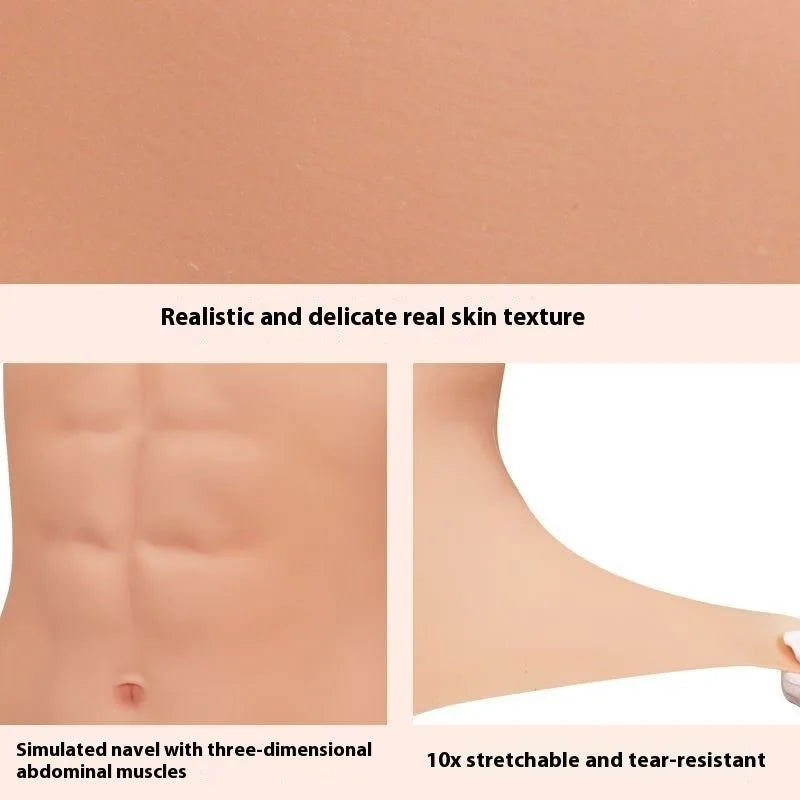 Silicone Muscle Shirt Women Abs Chest Cosplay Costume Fitness Props Fake Abs Six Pack Belly Sculpting Party Performance Clothes