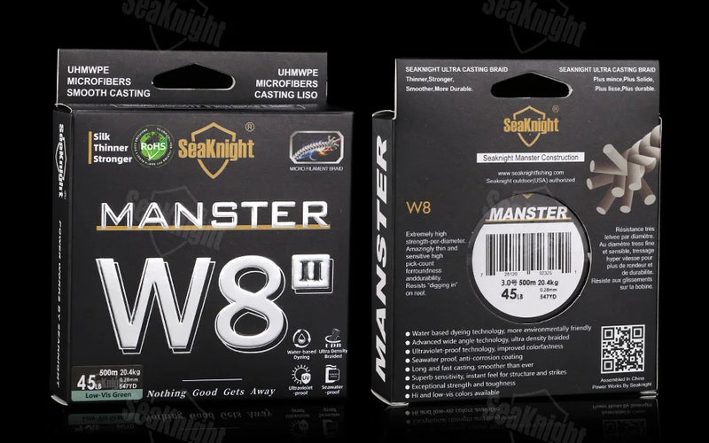 SeaKnight Brand W8 II Series Fishing Line 8 Strands 500m 300m anti-UV anti-saltwater Coating, Multifilament PE Line Braided Wire