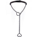 Heart Slip Chain Necklace Black leather Choker Collar For Women Goth Accessories  Punk Gothic Jewelry