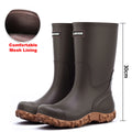 Men's Rain Boots Long Tube Water Shoes Non-slip Waterproof Safety Work Shoes Black Red High-Top Fishing Boots With Cotton Socks