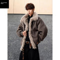 Café Brown Fur Collar Short Thickened Men's Jacket Winter Coat Youth Fashion Suede Mink Velvet Cotton Clothes for Men