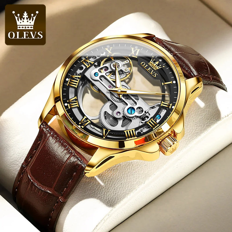 OLEVS 6661 Automatic Watch For Men Skeleton Original Mechanical Movement Man Wristwatch Waterproof Luminous Sport Men's Watches