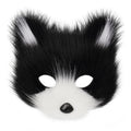 Faux Fur Fox Mask Furry Half Face Animal Cat Mask Halloween Cosplay Party Costume