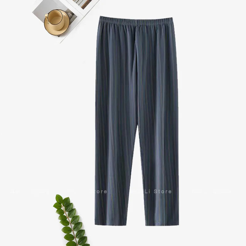 Men's Stylish Summer Pajama Pants, Thin Home Pants, Loose Breathable Air-Conditioned Pants with Elastic Waist