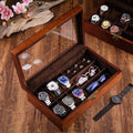 Multi-functional Wooden Men's Jewelry Box With Lock Watch And Sunglasses Box Organizer For Men Women Father's Day Gift