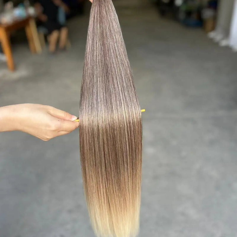 Gladys 28 Inch Crochet Braids Hair 3PCS 300g Synthetic Orange 60MW Ombre Brown T1B-330-276 Straight Braiding Hair Soft Pony Hair
