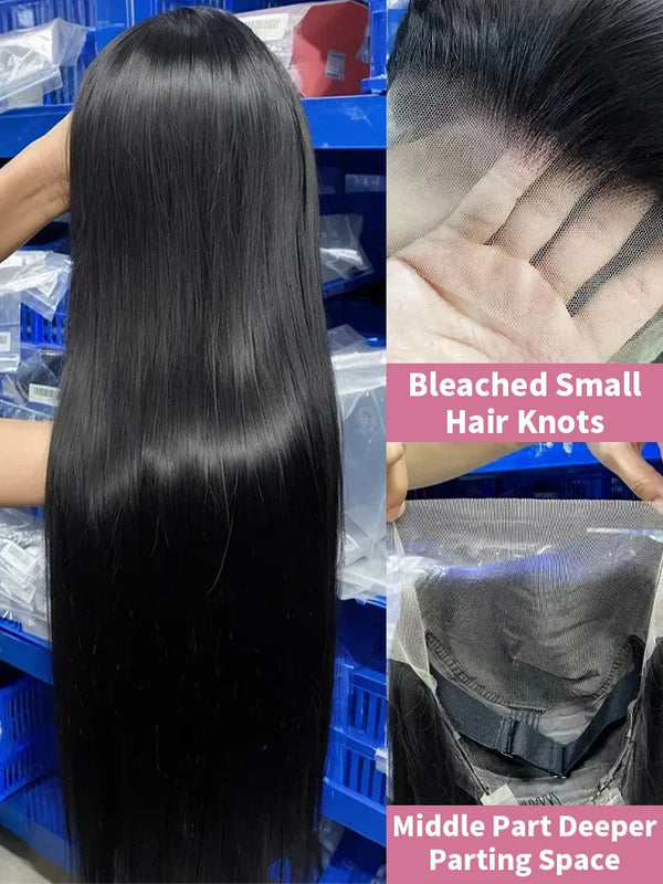 40 46 50 Inch Human Hair Wigs 13x6 HD Bone Straight Lace Frontal Wigs 100% Virgin Hair 300 High Density Transparent Lace 13x4 360 Full Silky Hair Lace Front Wigs For Women Preplucked