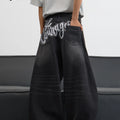 UP.THE Men's Black Baggy Wide Leg Jeans, Y2K Hip Hop | SAMAG