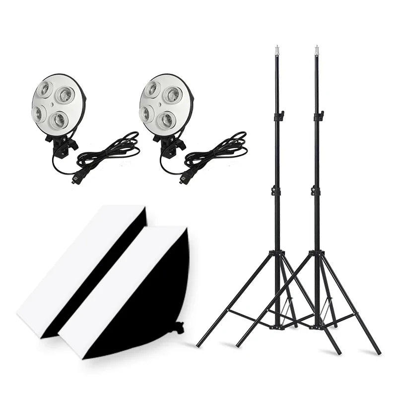 Selens Photography Softbox Lighting Kit Four Lamp Softbox Kit 50x70CM Soft Box Equipment Base Photo Studio Kit Shooting софтбокс
