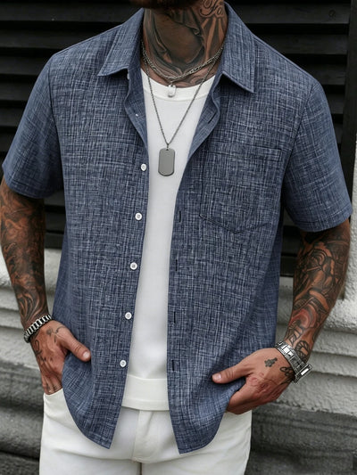Men's Casual Linen Short Sleeve Shirts Drip Outfits Man | SAMAG
