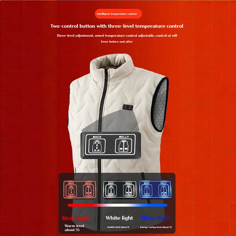 2025 USB intelligent heating vest with 9 heating zones and dual control electric vest for warmth, not including a portable power