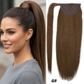 100% Human Hair Ponytail European Straight 120gram Wrap Around Clip In Pony Tail Machine Remy Hair 12-26 Inches For  Salon