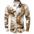 Multicolour Dragon Men's Long Sleeve Shirt Button Fashion | SAMAG