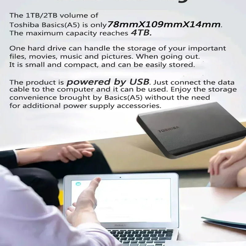 For Toshiba A5 2.5 Inch External Portable Hard Disk USB 3.2 Ultra High Speed High Capacity for Laptop PC Mac Desktop Storage HDD